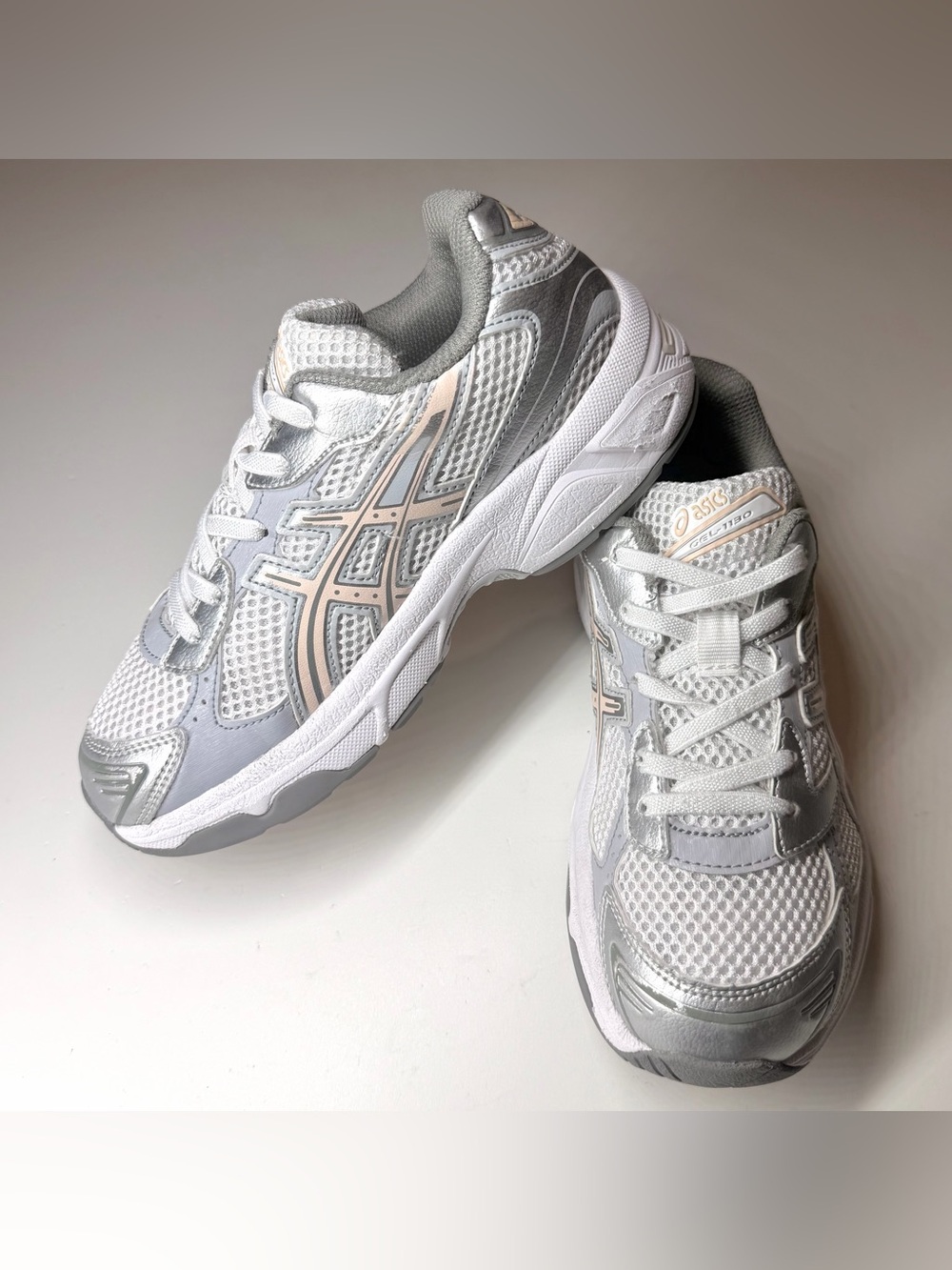 ASICS Kids Gel-1130 GS White Pearl Pink Silver Running Shoes Size-3 - Picture 4 of 9